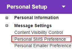 Setting your SMS Preference .